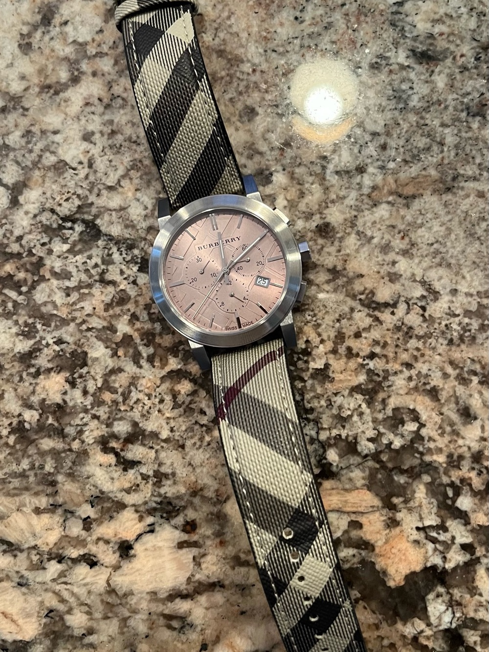 Burberry BU9361 Fabric Strap Brown Dial Men's Impressed Check Dial Watch - Picture 6 of 11